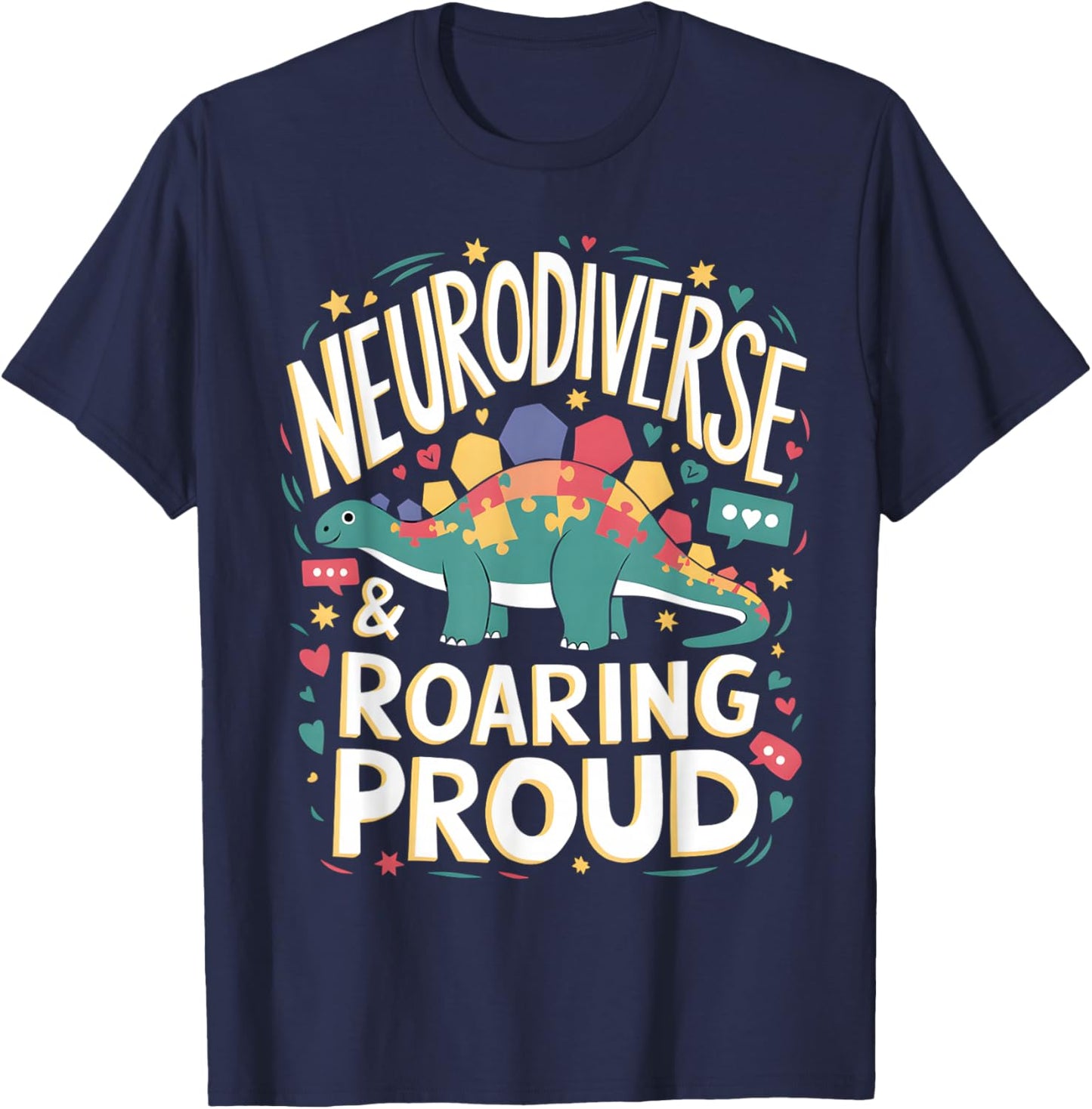 Neurodiverse Dinosaur ABA Therapy Design T-Shirt - T-Shirt | Navy