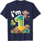 Kids One 1yr 1St Birthday Monkey Party Jungle 1 Year Old Boys T-Shirt - T-Shirt | Navy
