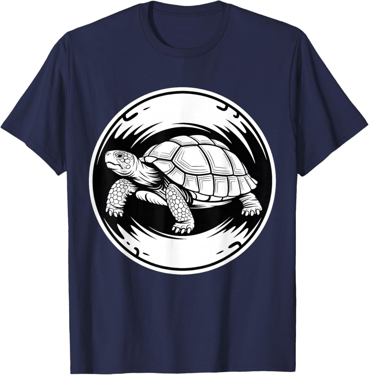 Tortoise Illustration Bold Reptile Art Style T-Shirt - T-Shirt | Navy