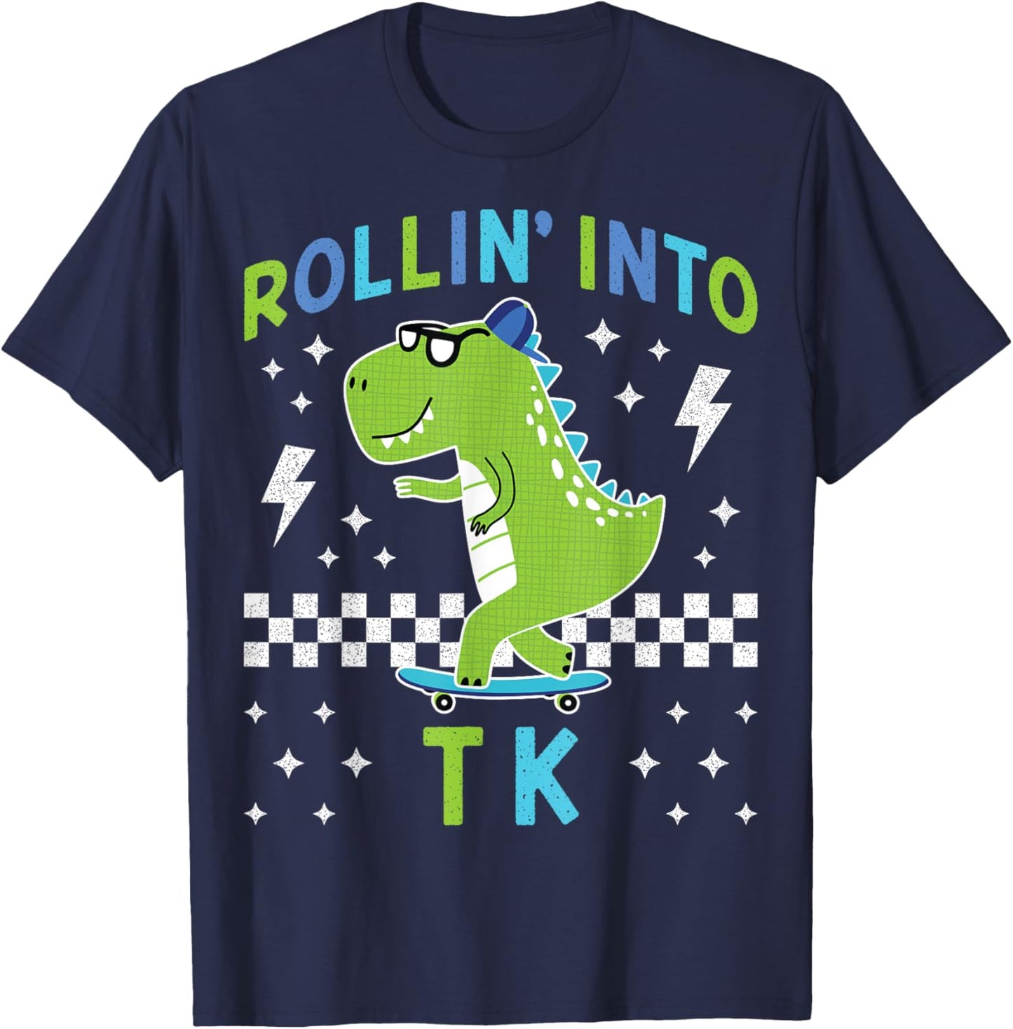 Rollin Into TK Dinosaur Back to School Kid I’m Ready for TK T-Shirt - T-Shirt | Navy