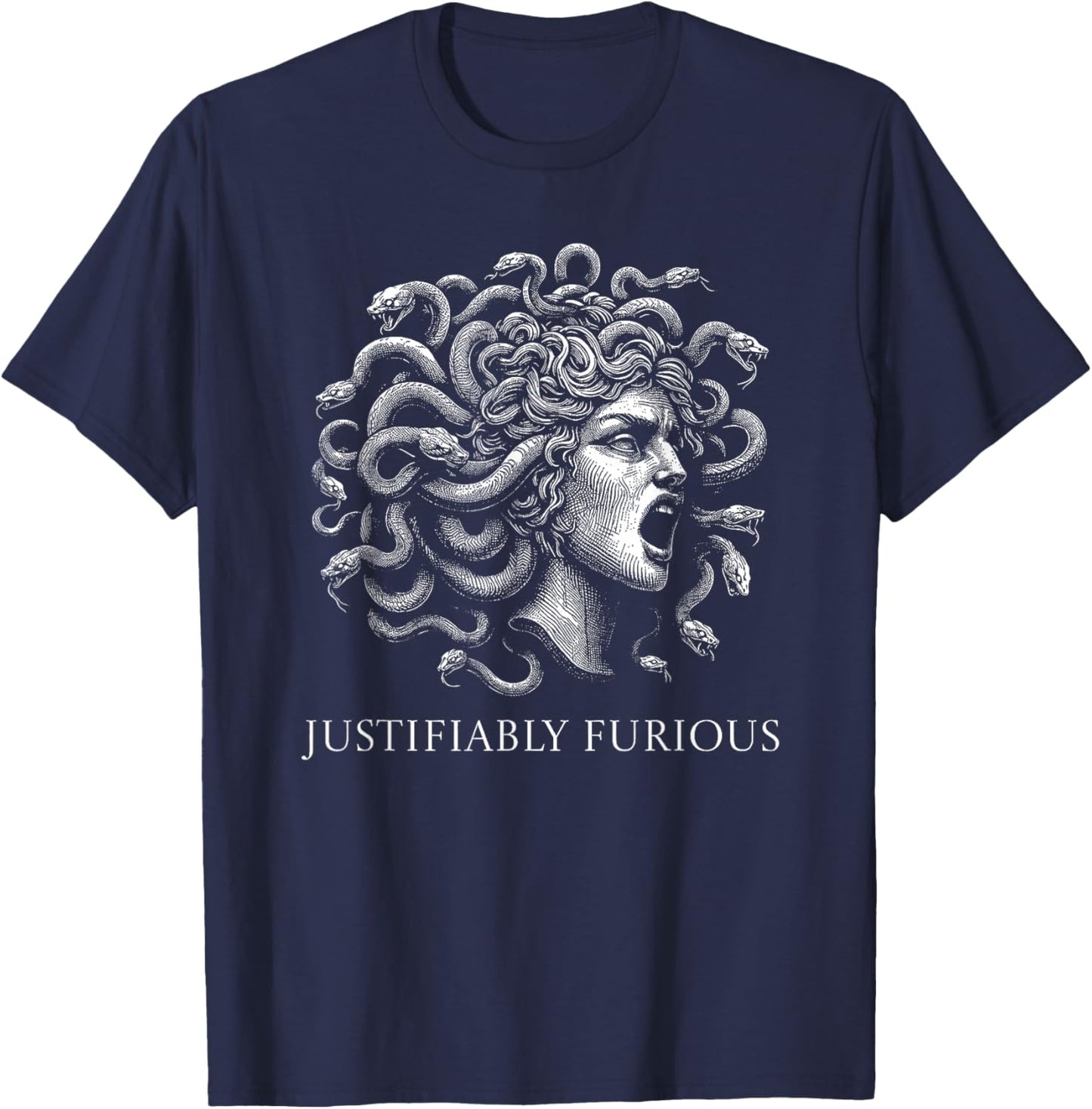 Anti Trump Resist Democrat President Liberal Justifiably Furious Medusa Greek Mythology Feminist Rage T-Shirt - T-Shirt | Navy