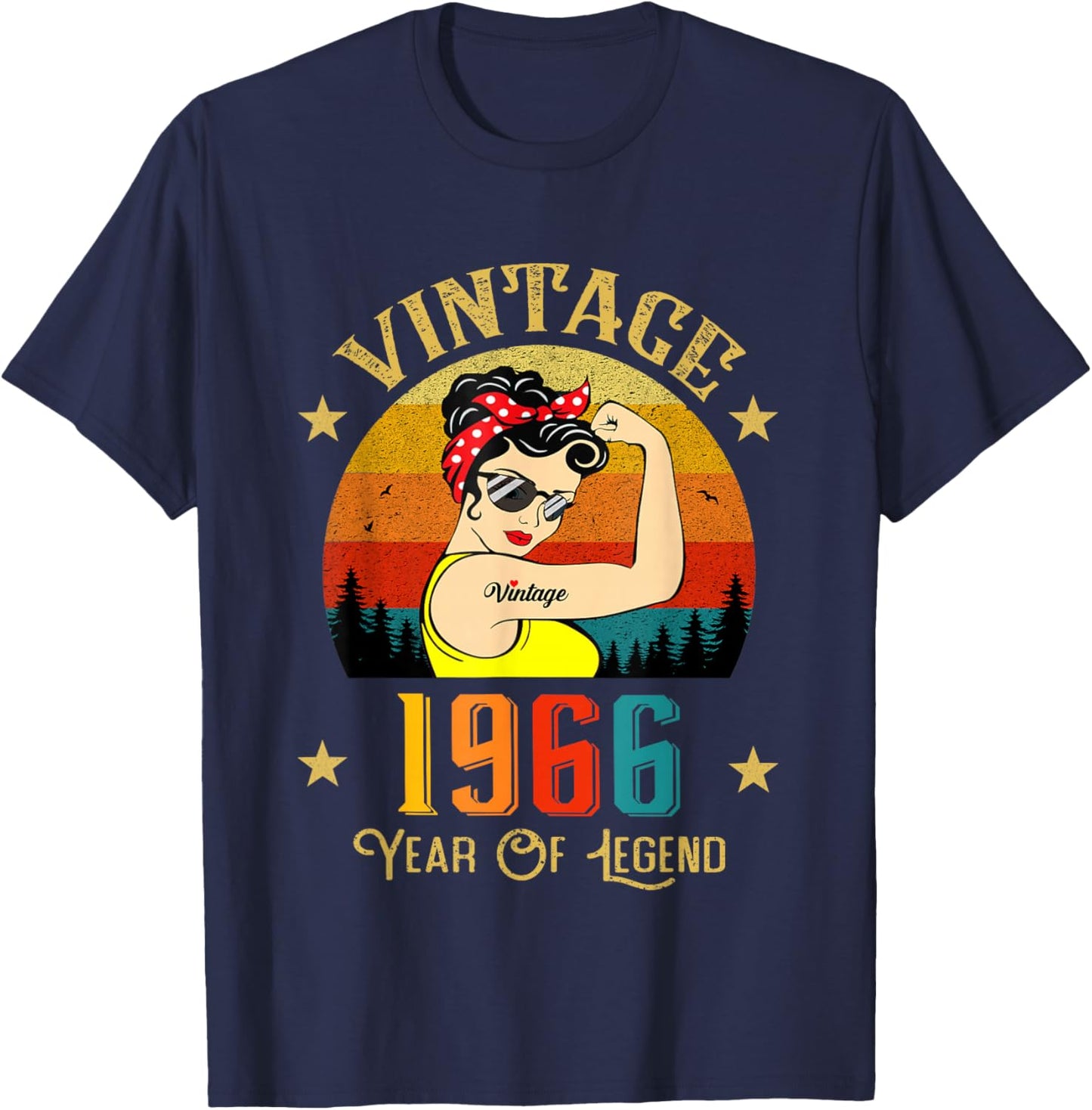 Vintage 1966 Birthday Women 60 Years Funny Vintage 1966 T-Shirt - T-Shirt | Navy