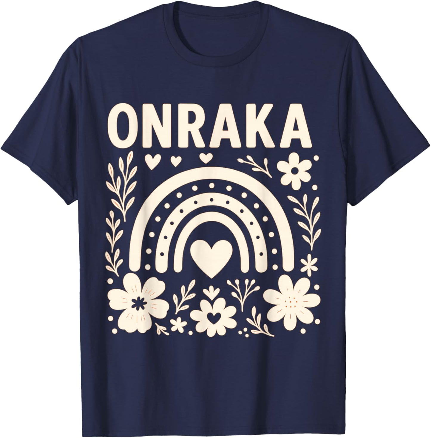 Onraka Bright Orange Rainbow Spirit Design T-Shirt - T-Shirt | Navy