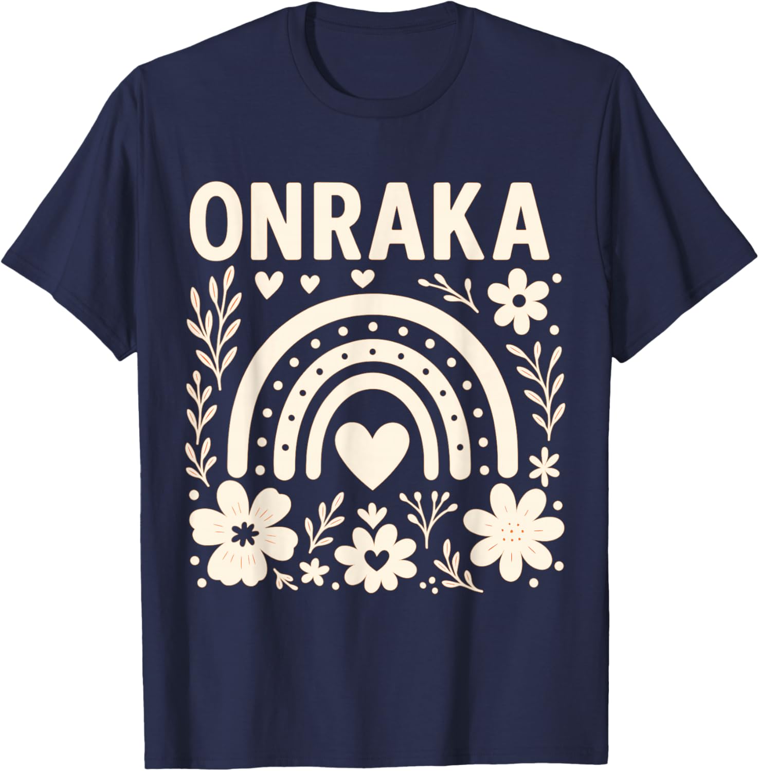 Onraka Bright Orange Rainbow Spirit Design T-Shirt - T-Shirt | Navy
