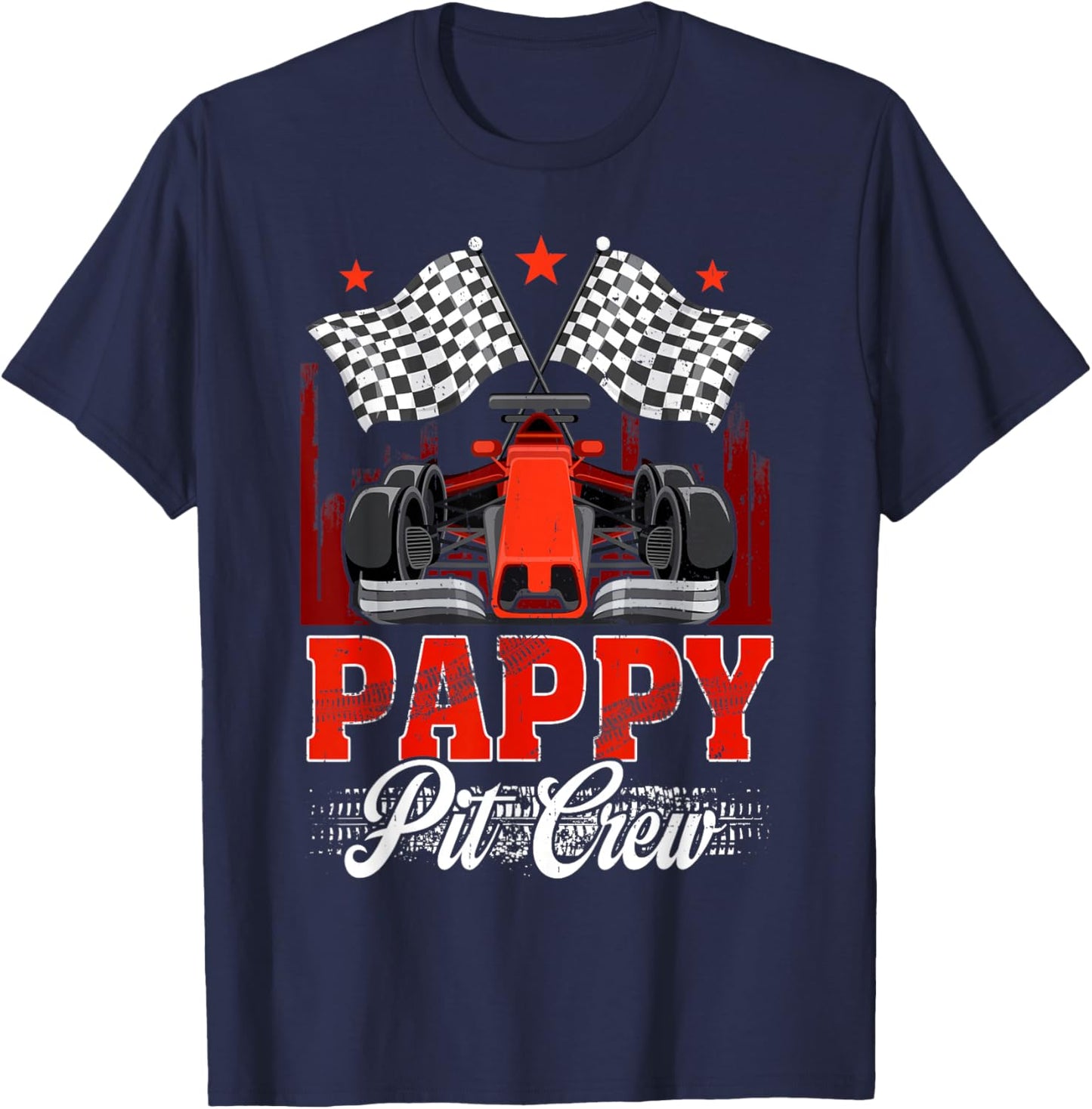 Race Car Birthday Party Racing Family Pappy Pit Crew T-Shirt - T-Shirt | Navy