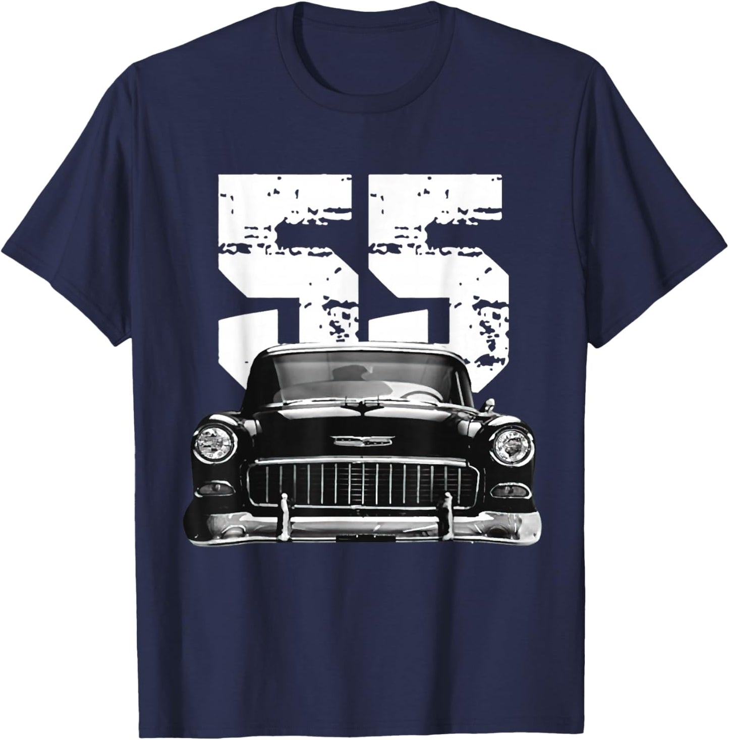 1955 55 Bel air Vintage 50s Silhouette Classic Old Hot Rod T-Shirt - T-Shirt | Navy