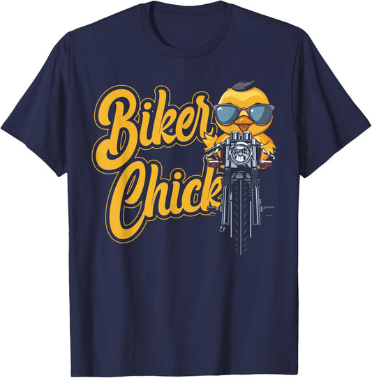 Classic Motorcycle Biker Girl Female Biker Chick T-Shirt - T-Shirt | Navy