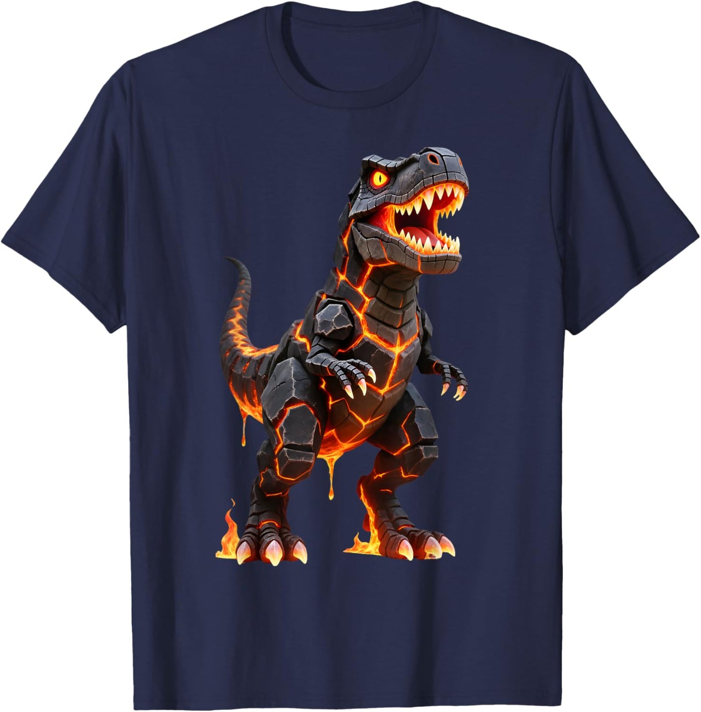 Epic Lava T-Rex Dinosaur Volcano Molten Rock Beast Shirt T-Shirt - T-Shirt | Navy