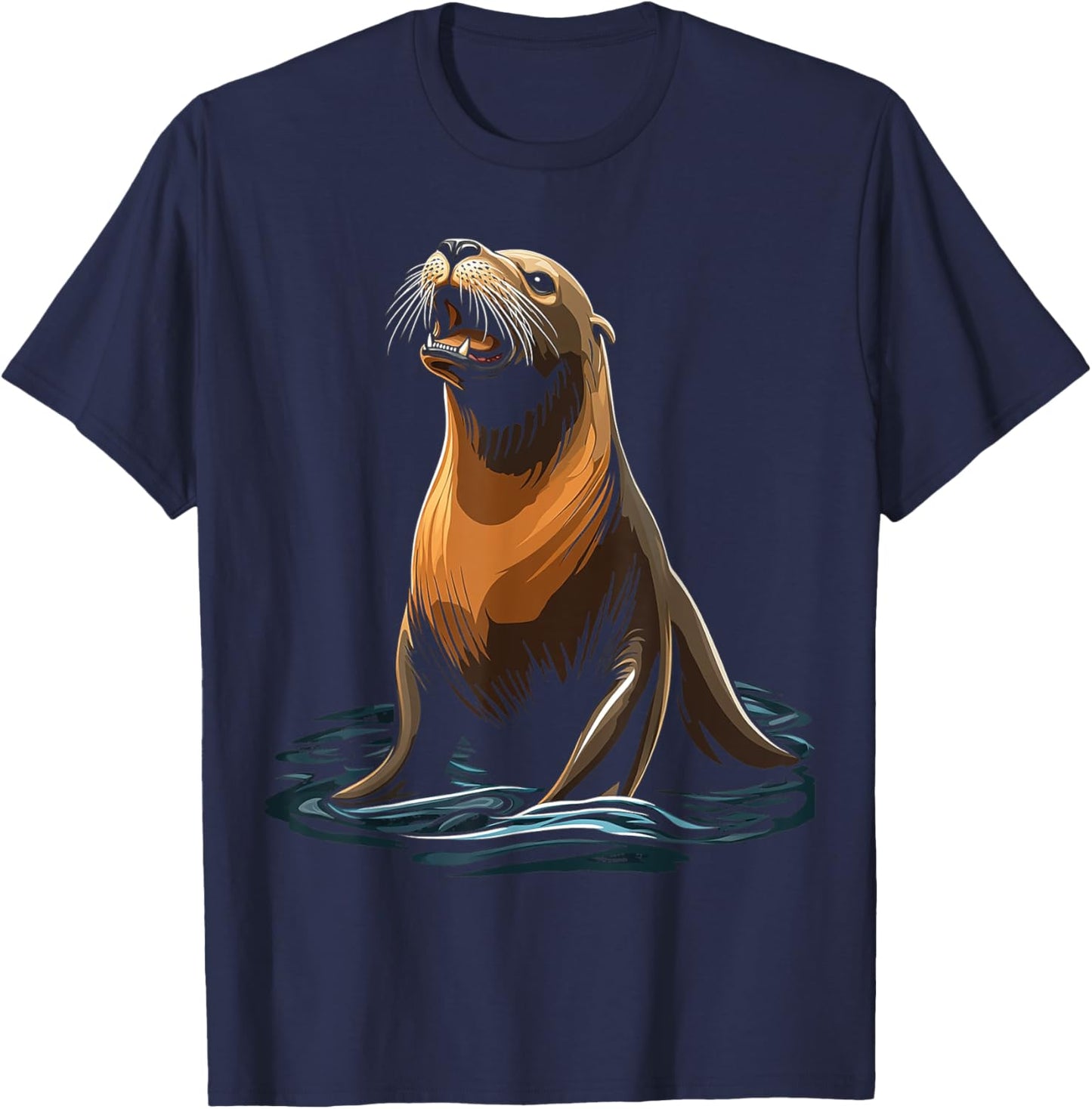 Sea Lion Animal Motif Art Sea Lion T-Shirt - T-Shirt | Navy
