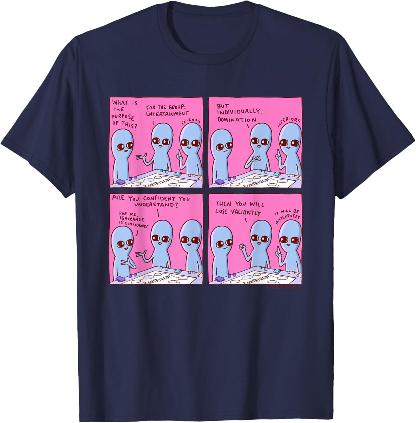 Threadless Nathan W. Pyle Strange Planet Confidence Graphic T-Shirt - T-Shirt | Navy
