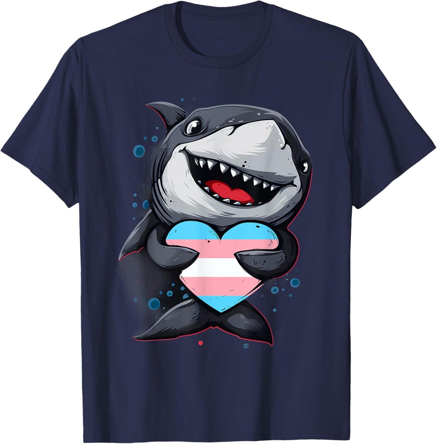 Transsexual Shark Trans Heart Transsexuality Transgender T-Shirt - T-Shirt | Navy
