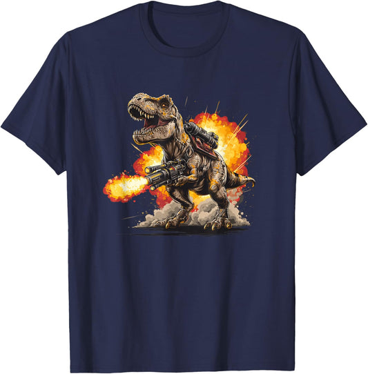 Fire Dinosaur with Flamethrower Costume for Flames Lovers T-Shirt - T-Shirt | Navy