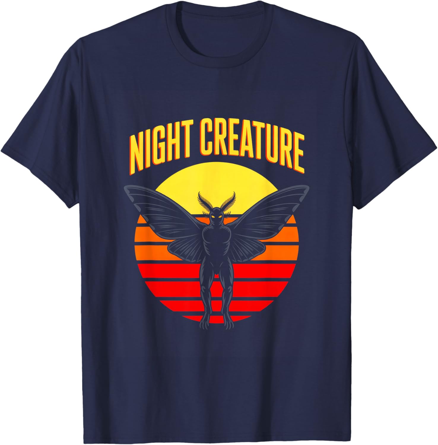 Night Creature Retro Horror Mothman Cryptid T-Shirt - T-Shirt | Navy