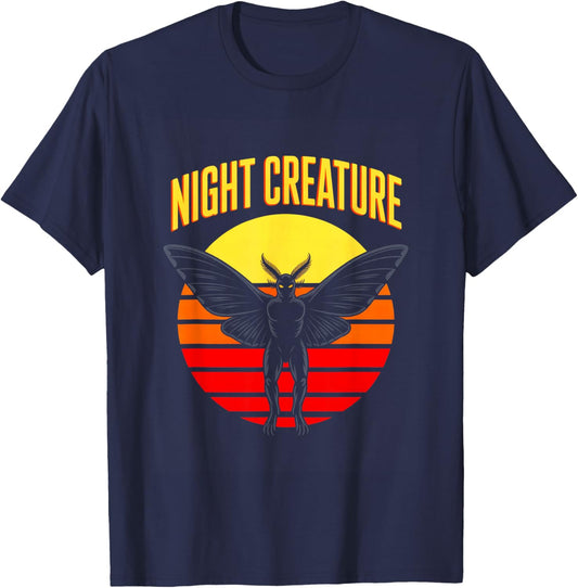 Night Creature Retro Horror Mothman Cryptid T-Shirt - T-Shirt | Navy
