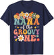 Retro Nana of Groovy One Matching Family 1st Birthday Party T-Shirt - T-Shirt | Navy