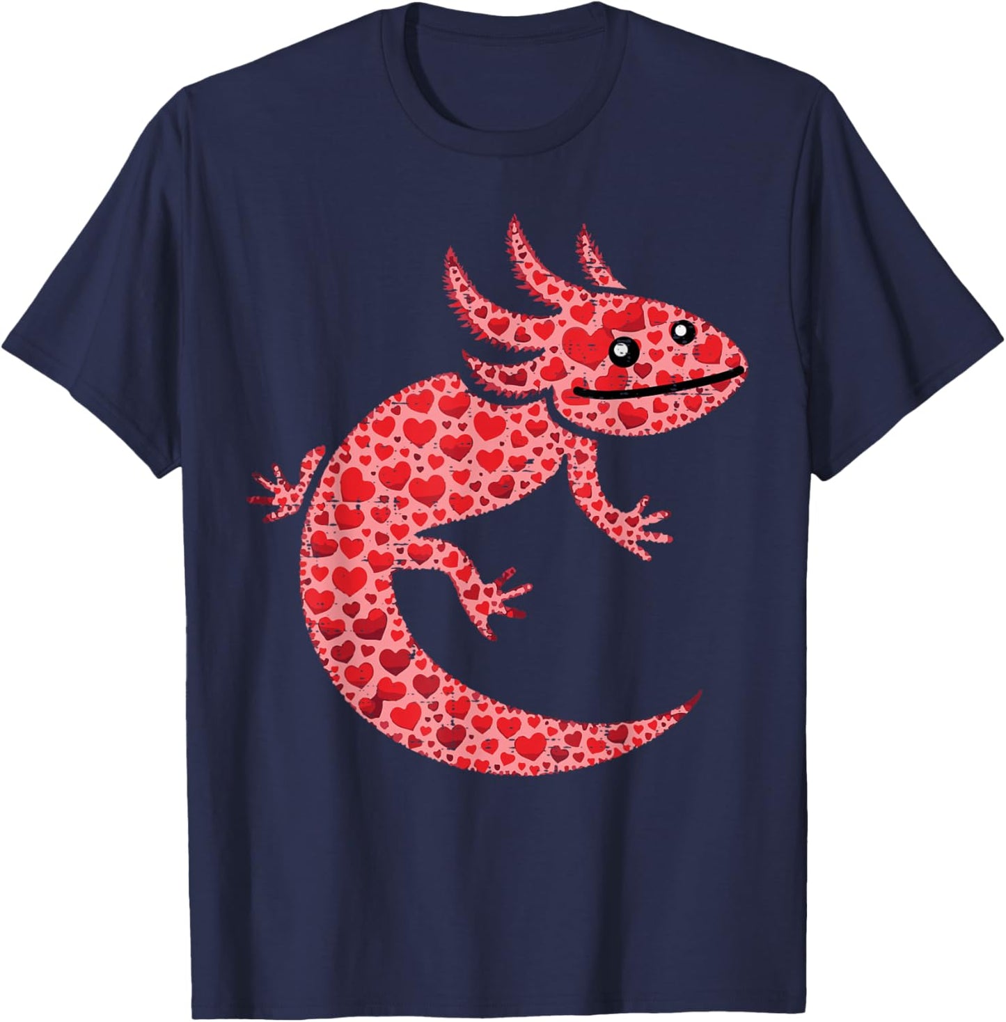 Valentines Day Hearts Axolotl Cute Animal Men Women Kids T-Shirt - T-Shirt | Navy