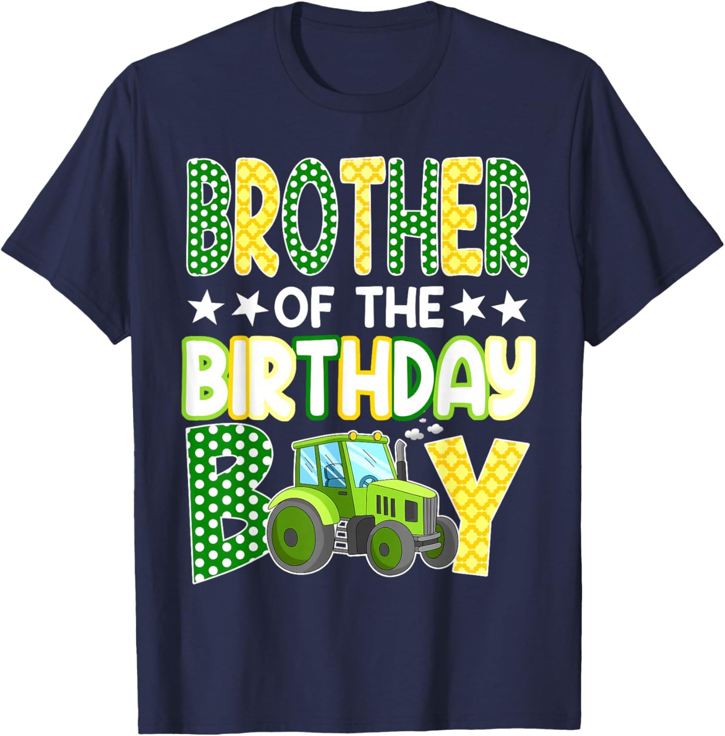 Brother of The Birthday Boy Tractors Farm Trucks Family T-Shirt - T-Shirt | Navy