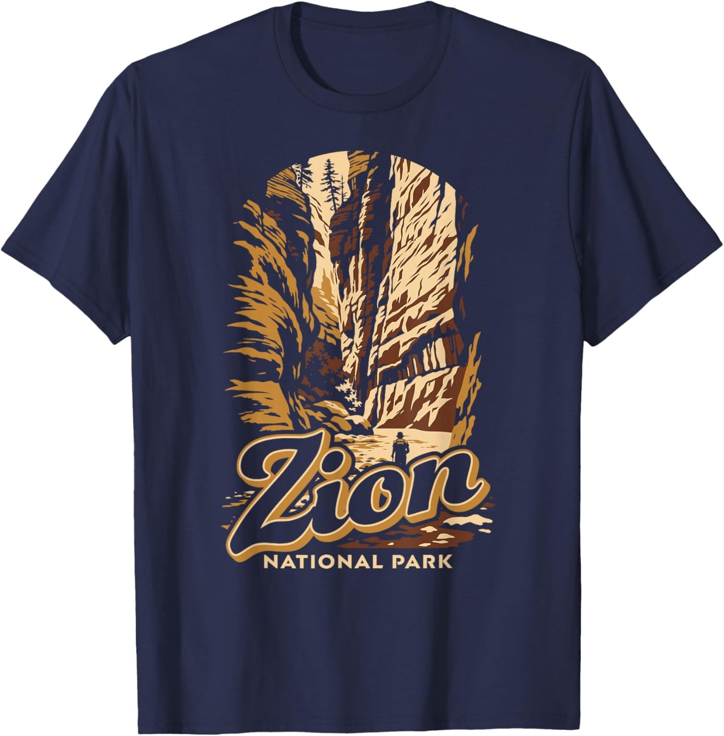 Zion National Park The Narrows Distressed T-Shirt - T-Shirt | Navy