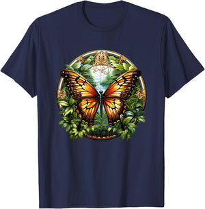 Colorful Butterfly I Flower Butterfly T-Shirt - T-Shirt | Navy