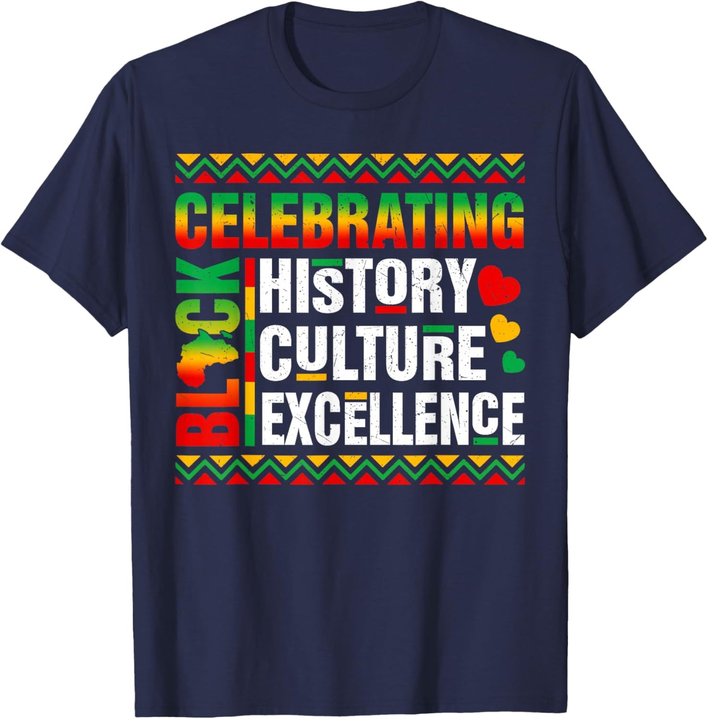Celebrating Black History Month Afro African Men Women Kid T-Shirt - T-Shirt | Navy