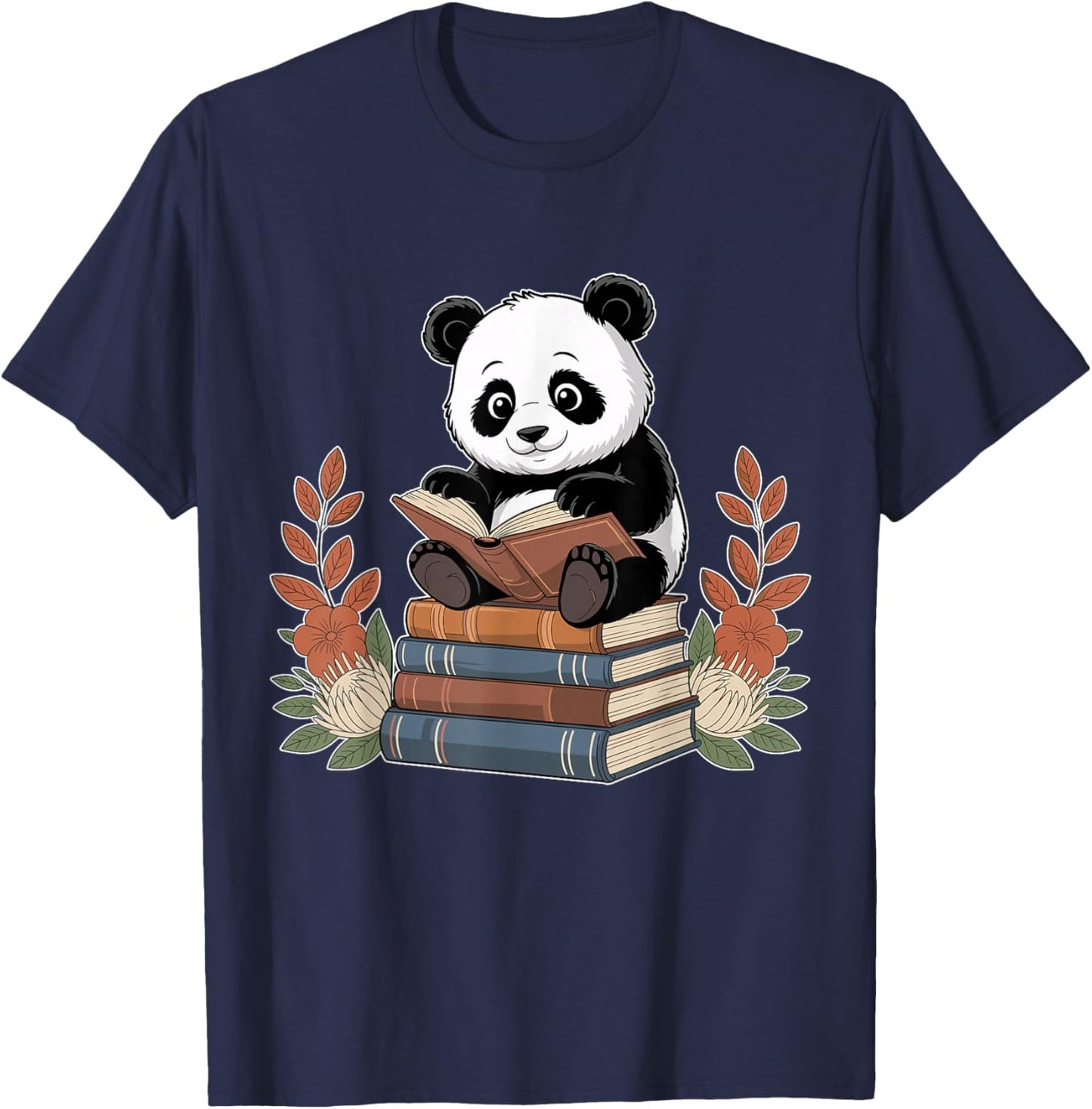 Kawaii Panda Book Lover Reading Books Panda Librarian T-Shirt - T-Shirt | Navy