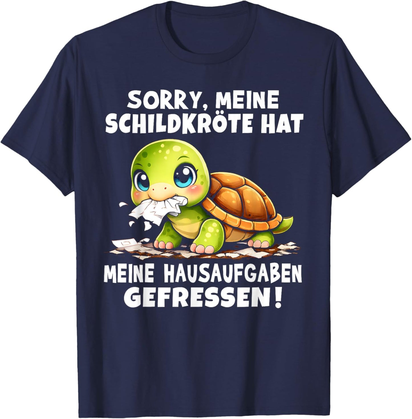 Schildkröte Hausaufgaben Spruch Für Schüler Schule Schulkind T-Shirt - T-Shirt | Navy