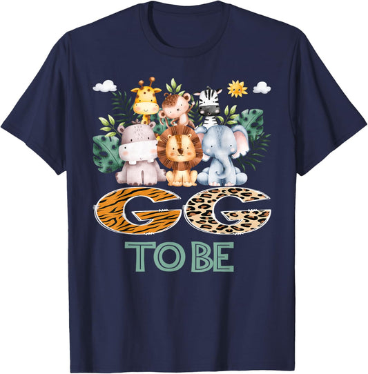 Soon To Be GG Jungle Animal Safari Gender Reveal T-Shirt - T-Shirt | Navy
