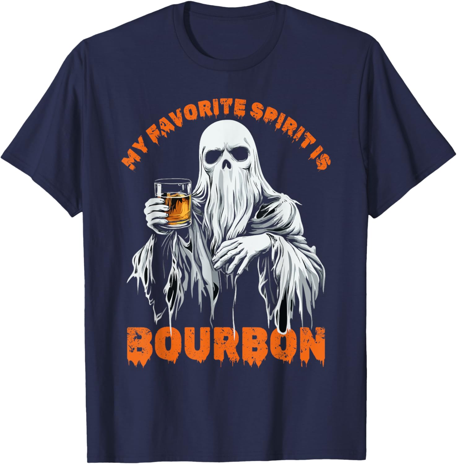 My Favorite Spirit Is Bourbon Halloween Ghost Costume T-Shirt - T-Shirt | Navy