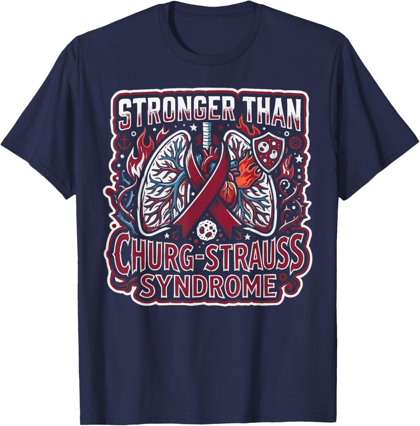 Churg Strauss Syndrome Awareness Autoimmune Disease T-Shirt - T-Shirt | Navy