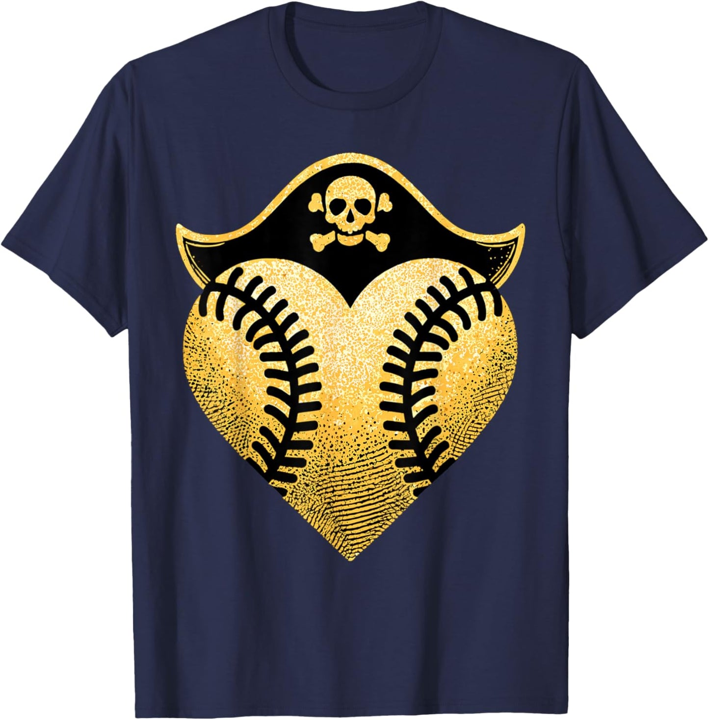 Baseball Pirate Baseball Player T-Shirt - T-Shirt | Navy