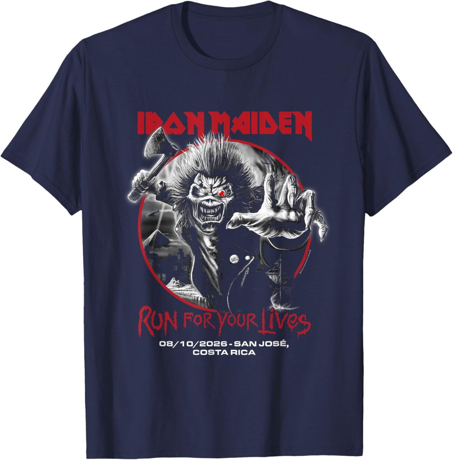 Iron Maiden Run for Your Lives Tour 2026 San Jose T-Shirt - T-Shirt | Navy