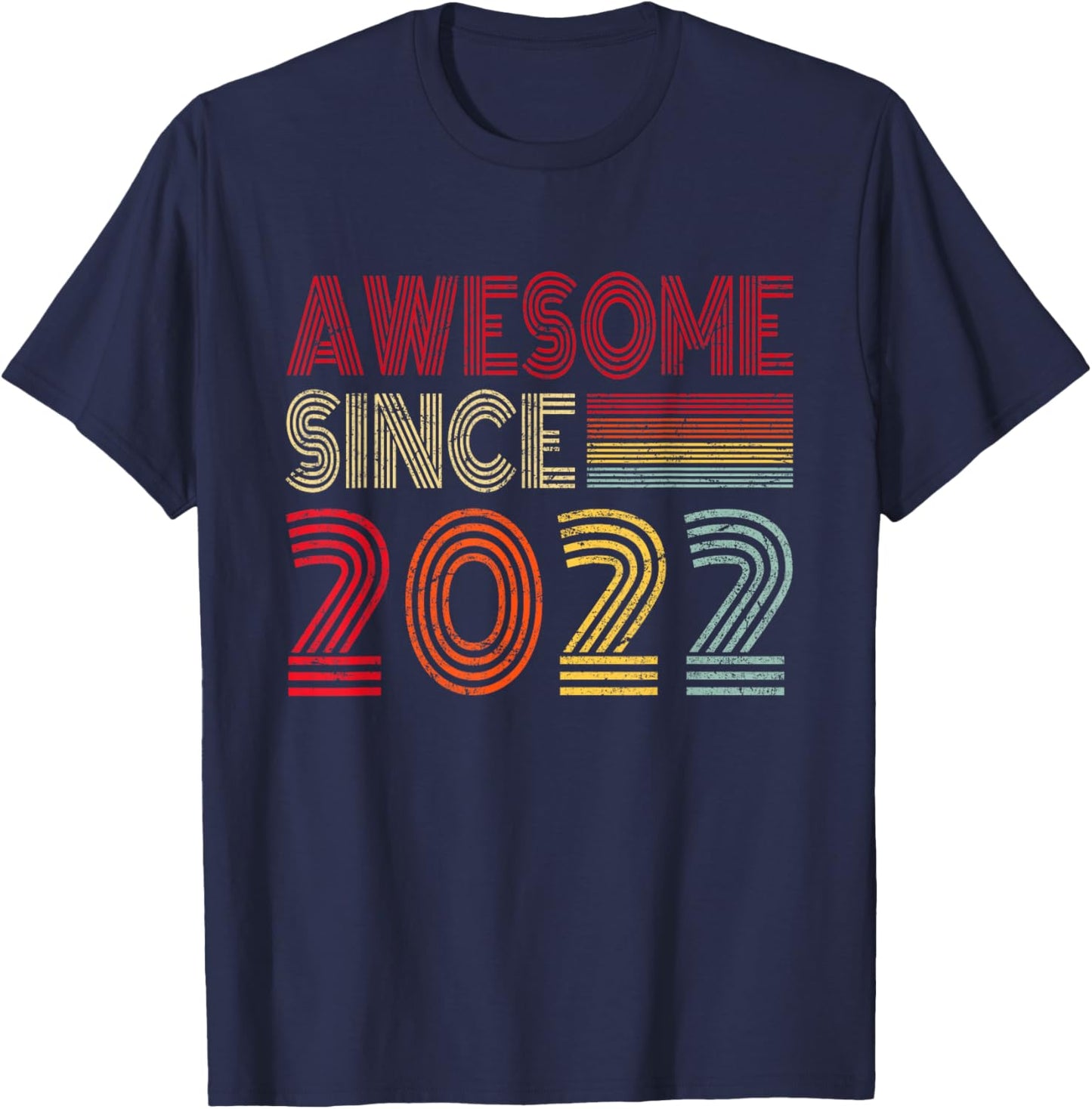 Awesome Since 2022 4th Birthday Retro Vintage Boys Girls T-Shirt - T-Shirt | Navy