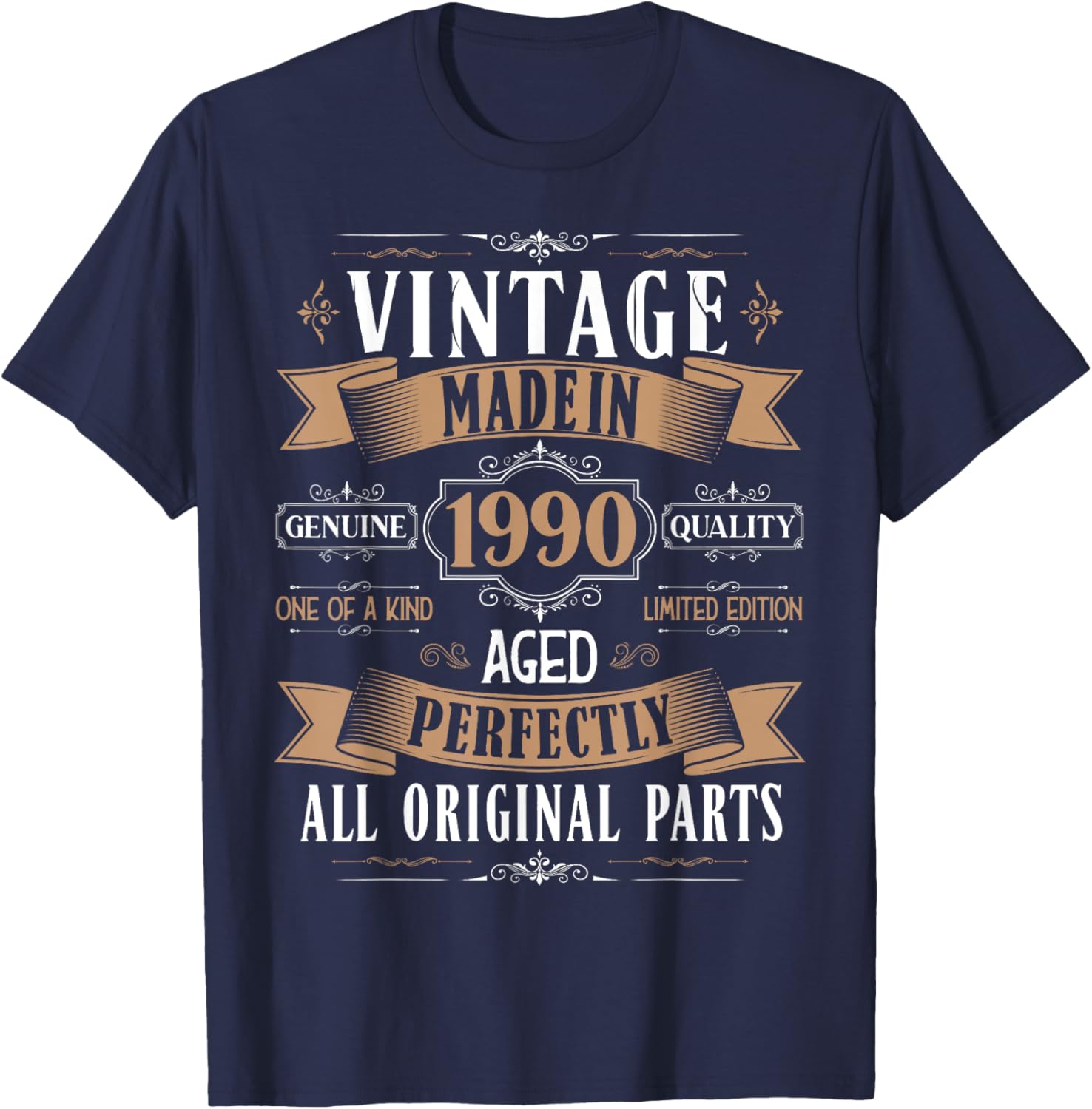 Vintage 35th birthday men Born 1990 35 years old Bday T-Shirt - T-Shirt | Navy