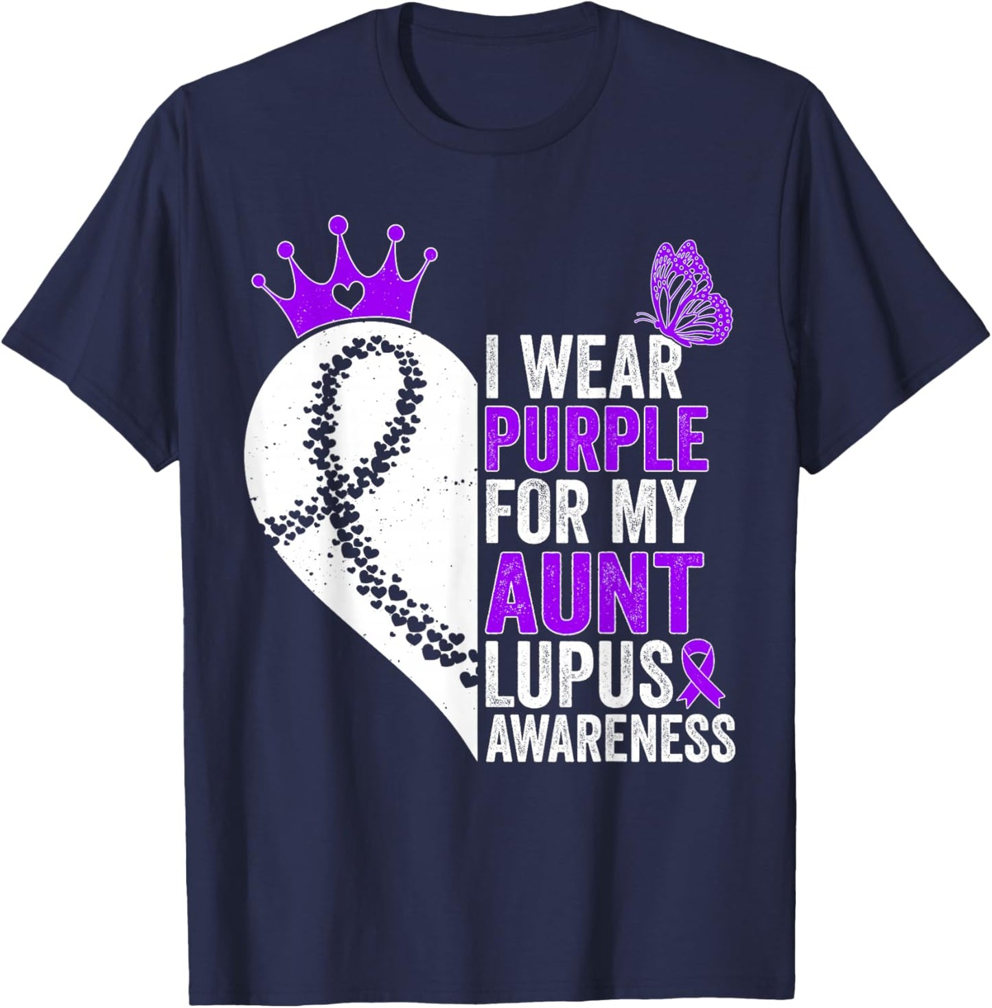 I Wear Purple for my Aunt Lupus Awareness T-Shirt - T-Shirt | Navy