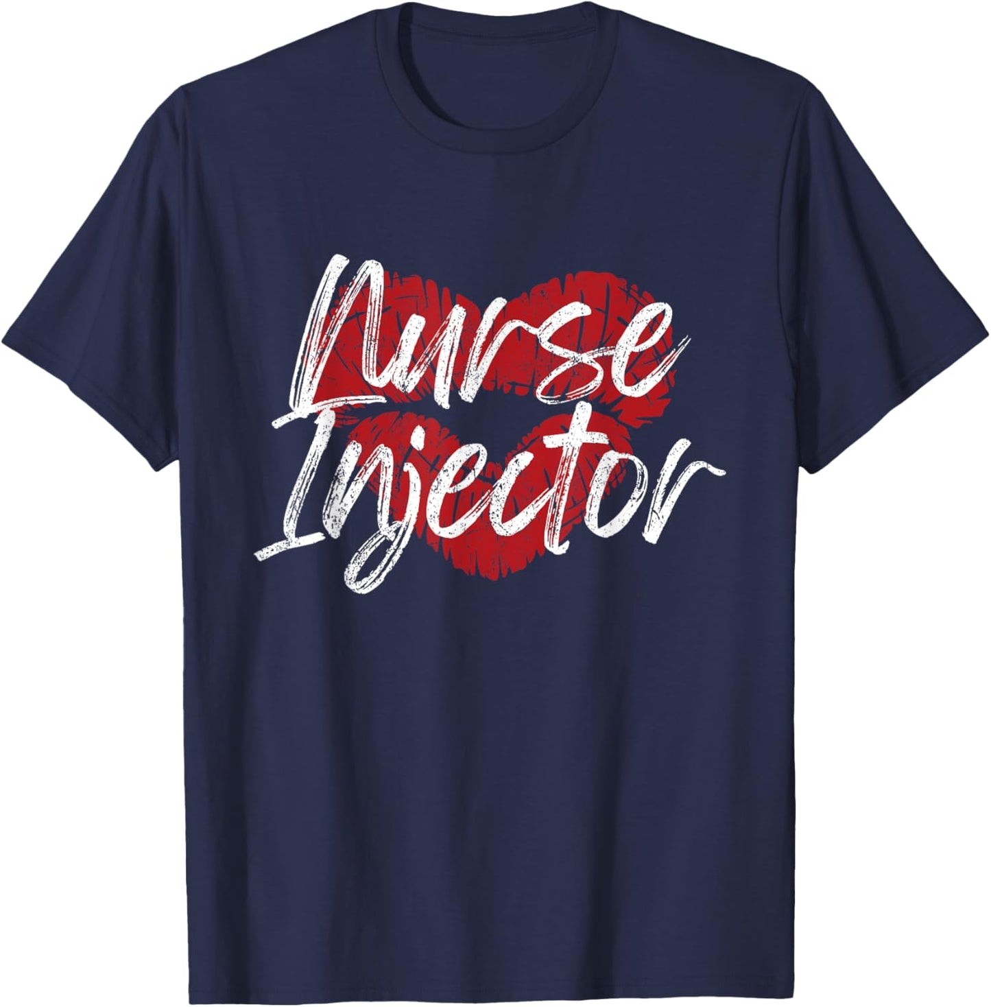 Vintage Nurse Injector Kiss Aesthetic Nurse Injector T-Shirt - T-Shirt | Navy