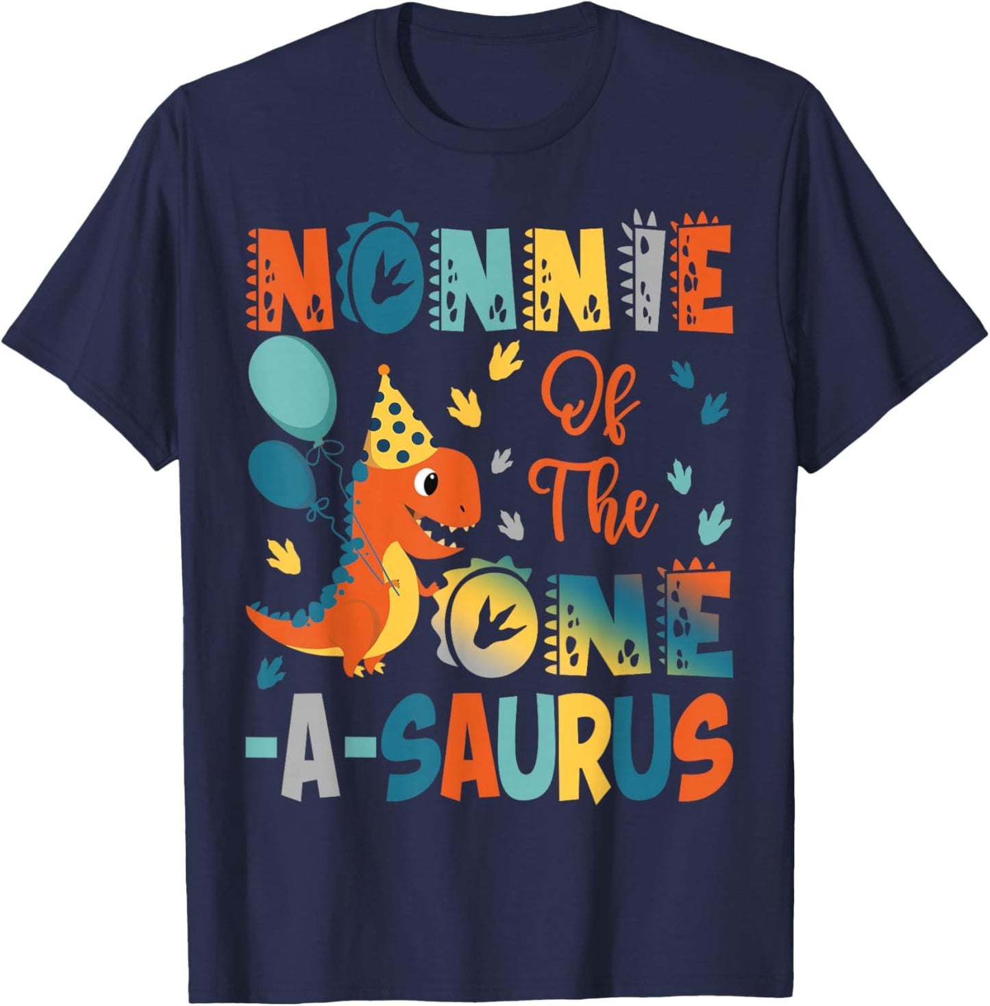 Nonnie Of The One-A-Saurus 2Nd Birthday Dinosaur Party T-Shirt - T-Shirt | Navy