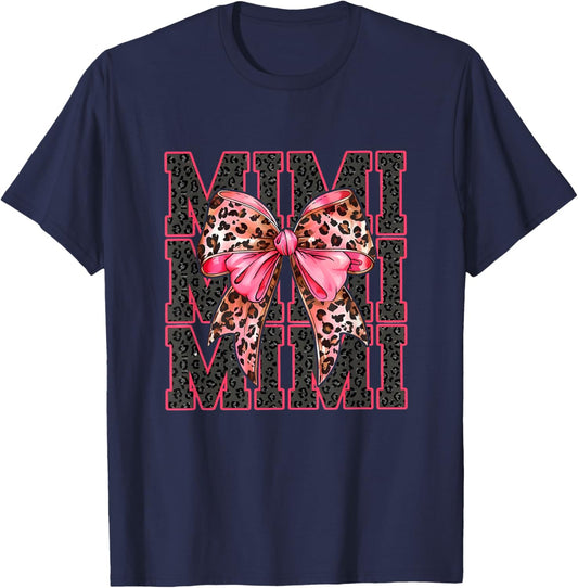 Mimi Coquette Bow Pink Aesthetic Mother's Day T-Shirt - T-Shirt | Navy