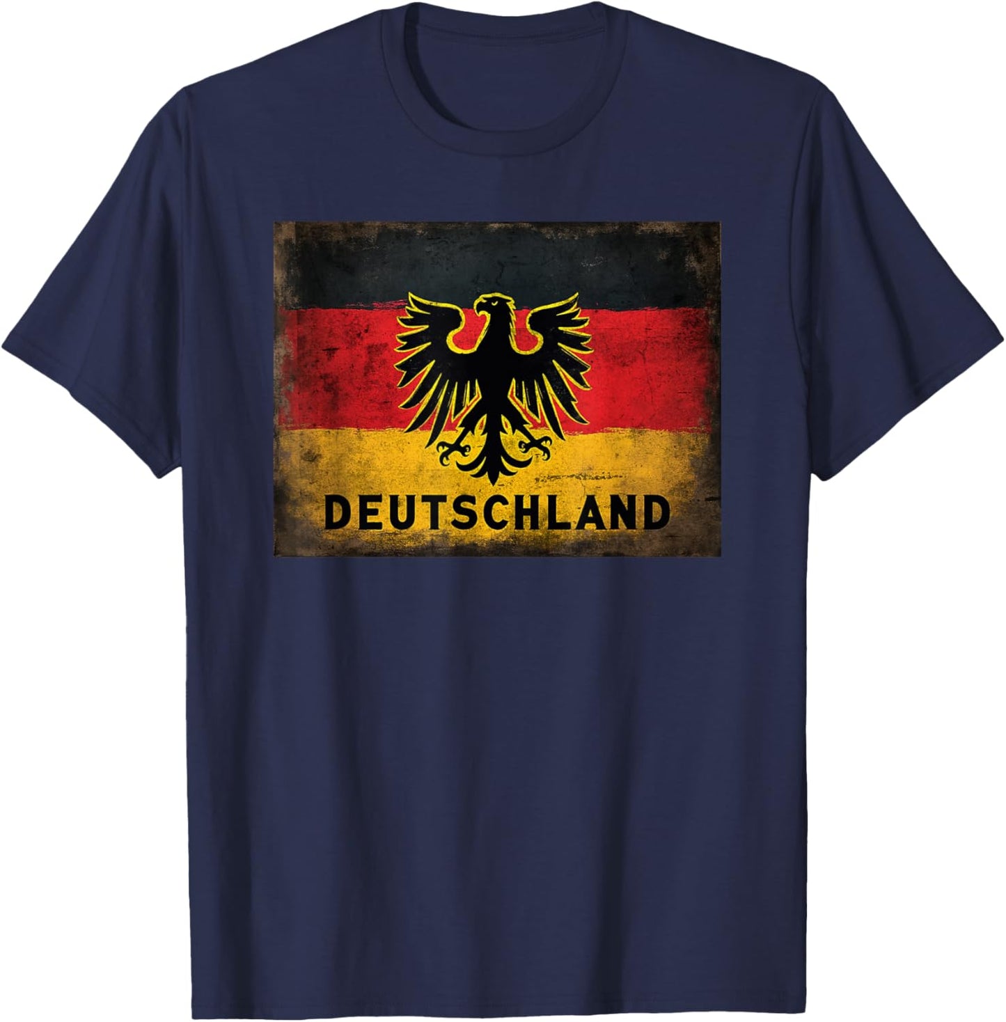 Vintage Deutschland Flag – Classic German Pride Distressed T-Shirt - T-Shirt | Navy
