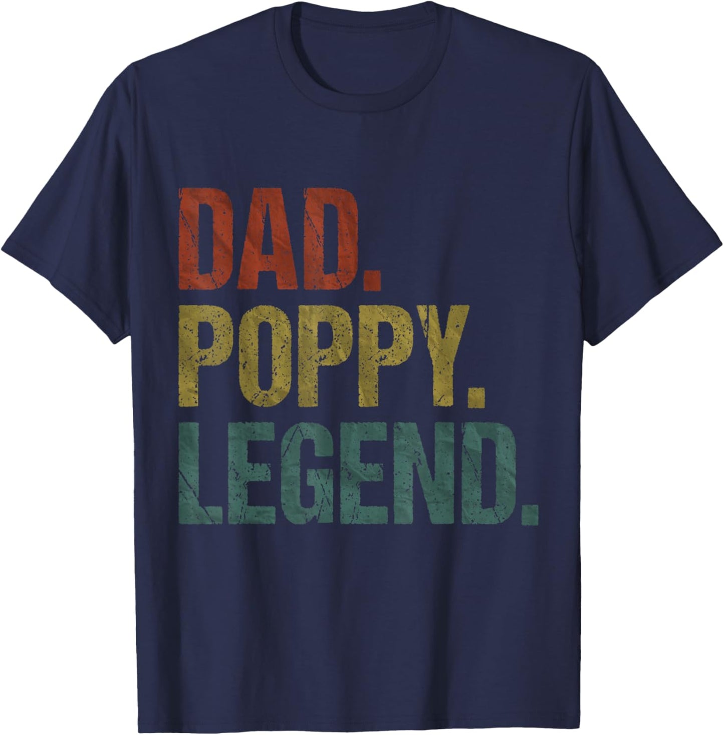 Dad Poppy Legend Vintage Retro Grandpa Father's Day T-Shirt - T-Shirt | Navy