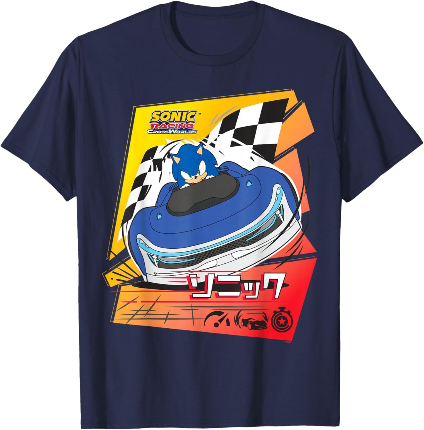 Sonic Racing CrossWorlds - Gotta Drive Fast Sonic T-Shirt - T-Shirt | Navy