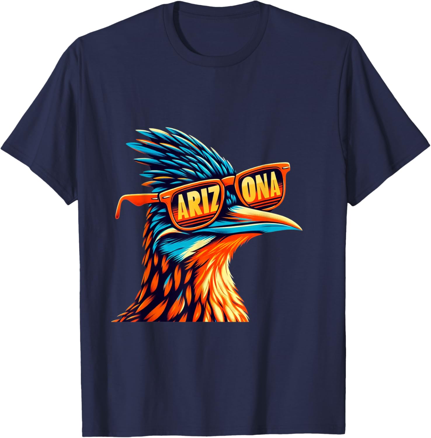 Arizona Roadrunner in Retro Sunglasses Southwest Desert Bird T-Shirt - T-Shirt | Navy