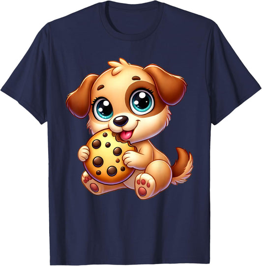 Dog Cookie Lover Love Snacks Puppy Animal Men Women Girls Kids T-Shirt - T-Shirt | Navy