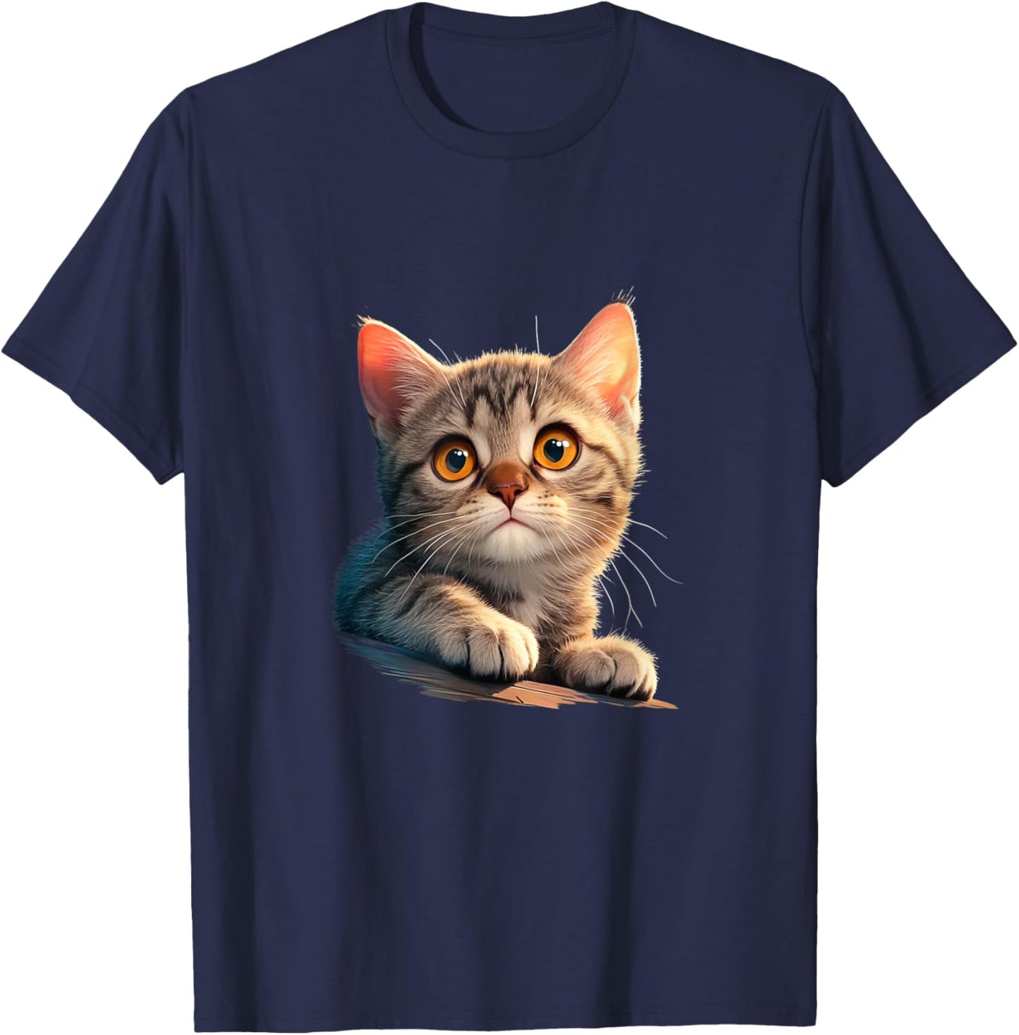 Adorable Realistic Kitten Cat Lovers Design Women Kids T-Shirt - T-Shirt | Navy