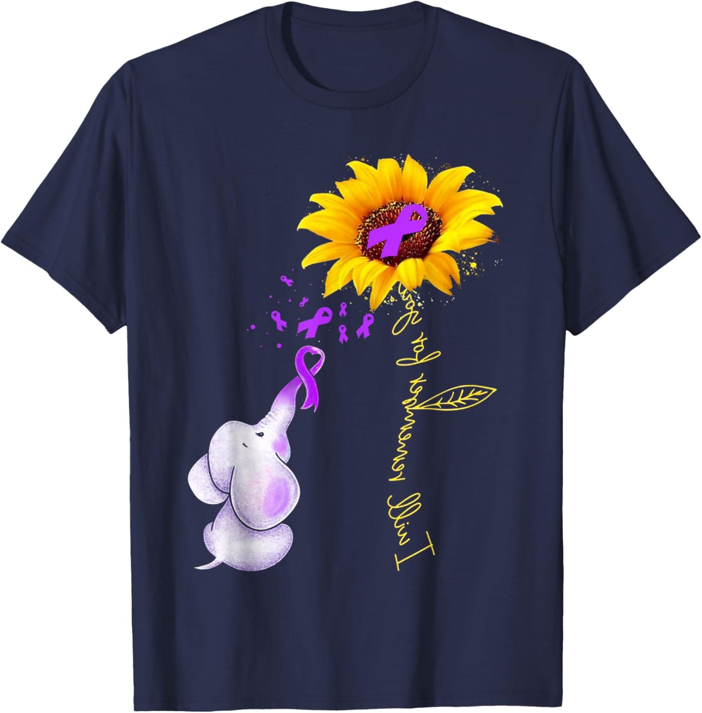 I'll Remember For You Purple Elephant Alzheimer's Awareness T-Shirt - T-Shirt | Navy