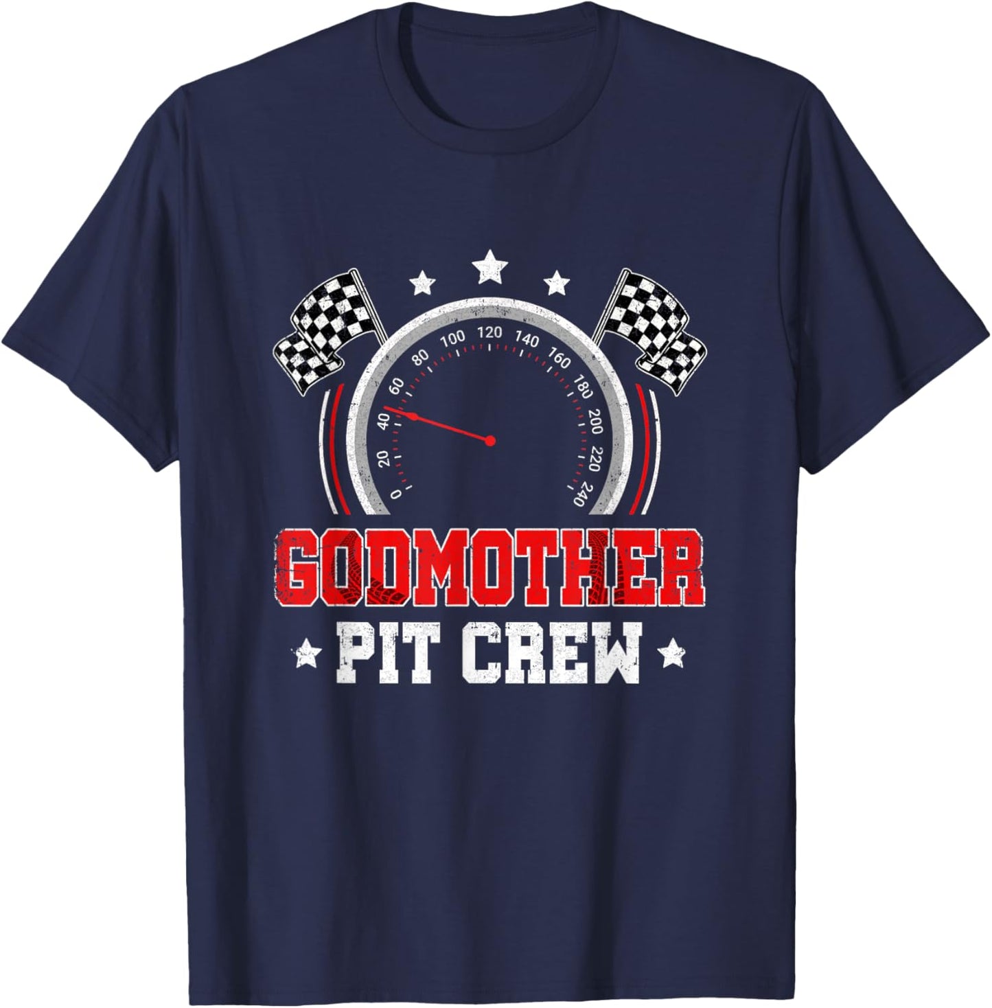 Godmother Pit Crew Race Car Birthday Party Racing Family T-Shirt - T-Shirt | Navy