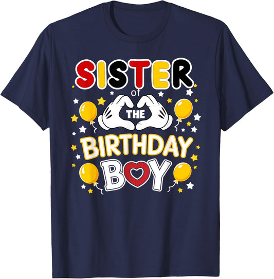 Sister of The Birthday Boy Shirt Matching Dad Son Family T-Shirt - T-Shirt | Navy