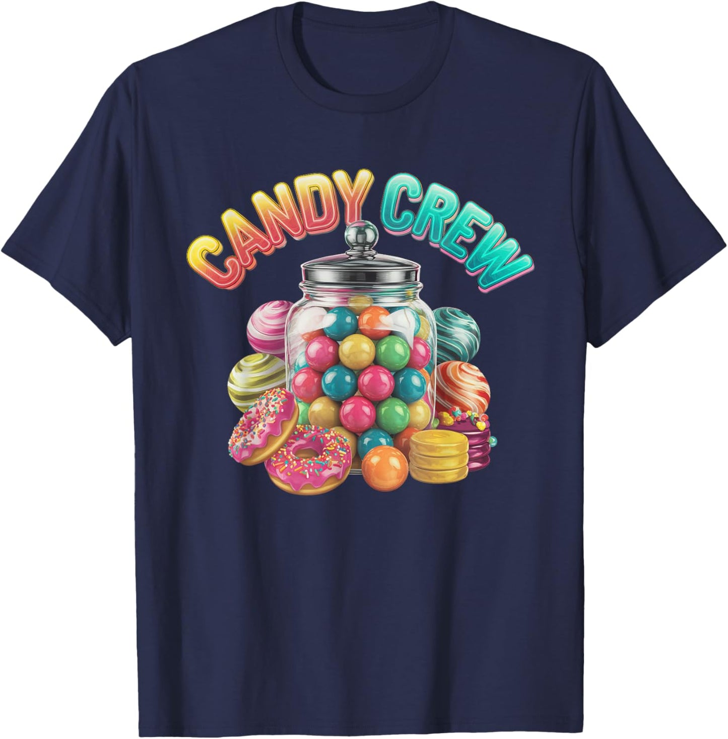 Candy Crew Adult Men Women Kids Christmas Pajamas T-Shirt - T-Shirt | Navy