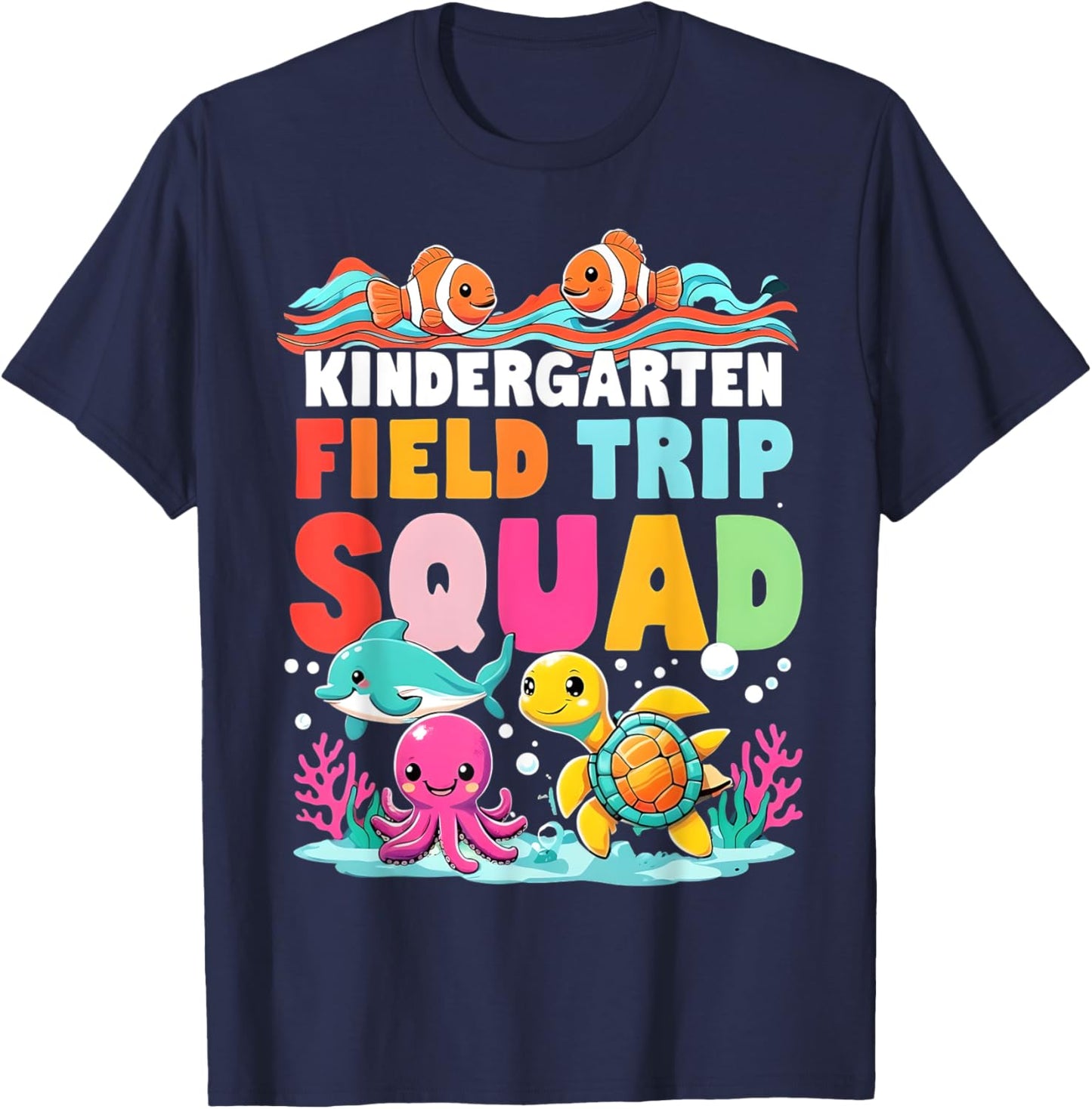 Sea Life Aquarium Underwater Field Trip Squad Kindergarten T-Shirt - T-Shirt | Navy