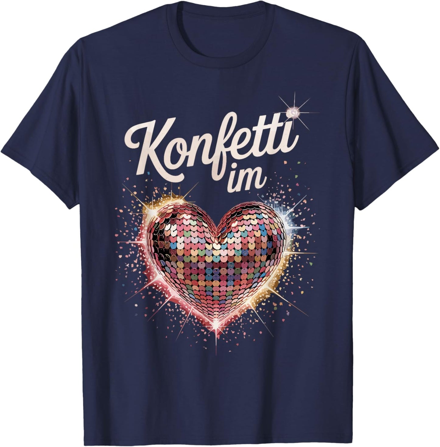 Confetti in the Heart Carnival Costume Women's Fancy Dress Outfit T-Shirt - T-Shirt | Navy