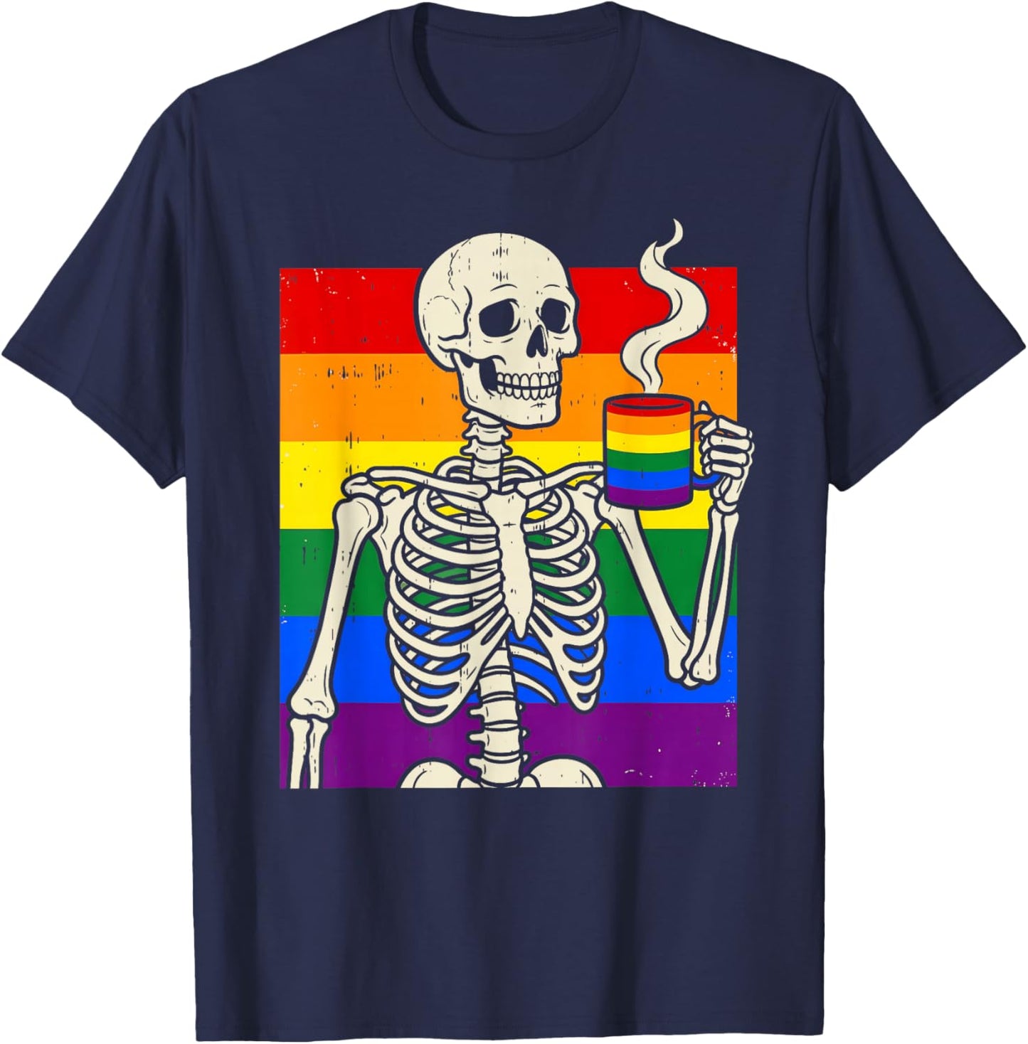 Funny Skeleton Pride Gay Skull Pride Gift T-Shirt - T-Shirt | Navy
